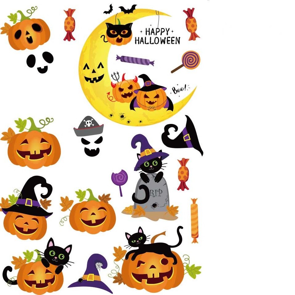 Halloween Window Clings Halloween Window Decorations Halloween Pumpkin Stickers Decals for Kids