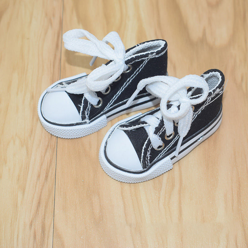 wholesale 7.5cm Canvas Shoes with Shoelace for 60cm BJD Doll Fashion Mini Shoes keychain