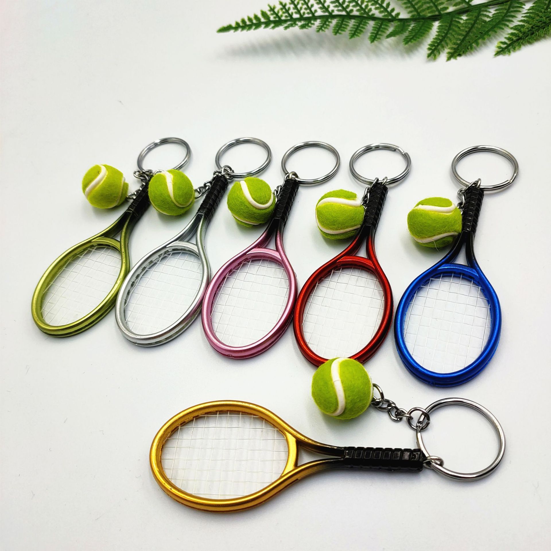 3D Mini Tennis Racket and Ball Keychain Set Cute Sport Tennis Ball Key Chain Tennis Player Gifts