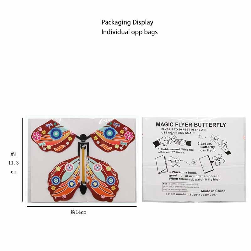 Magic Fairy Flying Butterfly Rubber Band Powered Wind up Butterfly Toy for Surprise Gift Party Playing