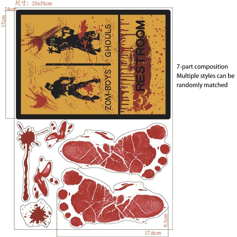 Halloween Bloody Footprint Stickers Bloody Handprint Floor Clings Halloween Party Indoor Decoration