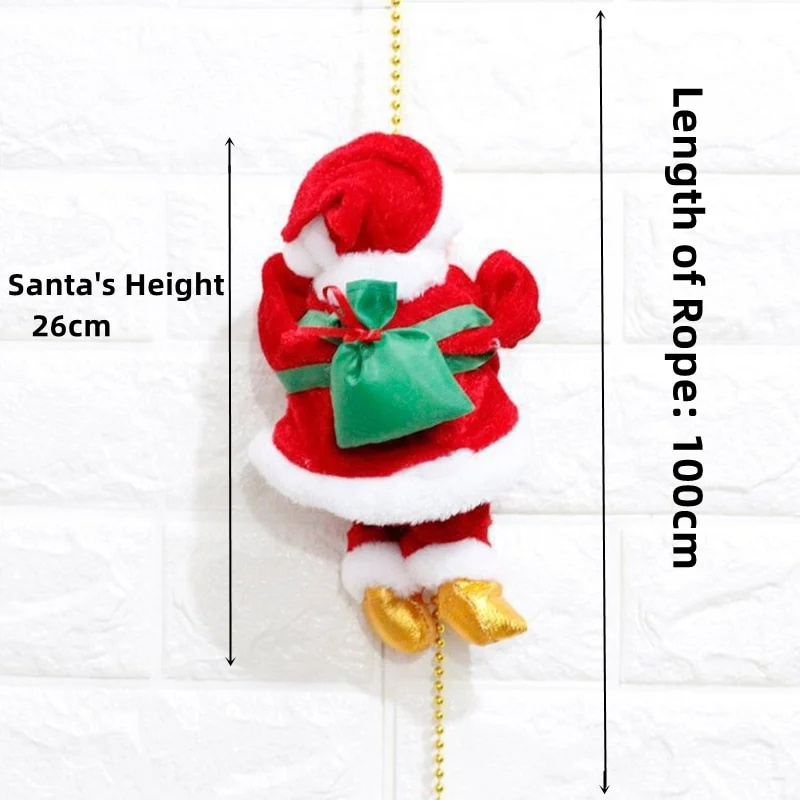 Santa Claus Musical Climbing Rope Climbing Santa Plush Doll Toy for Christmas Holiday Decor