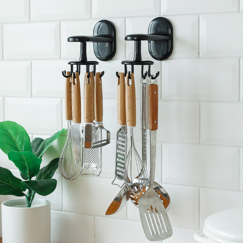 Hot Sales Rotating Kitchen Utensil Holder Space Saving Retractable Spatula Rack Spoon Holder Wall Hooks for Hanging