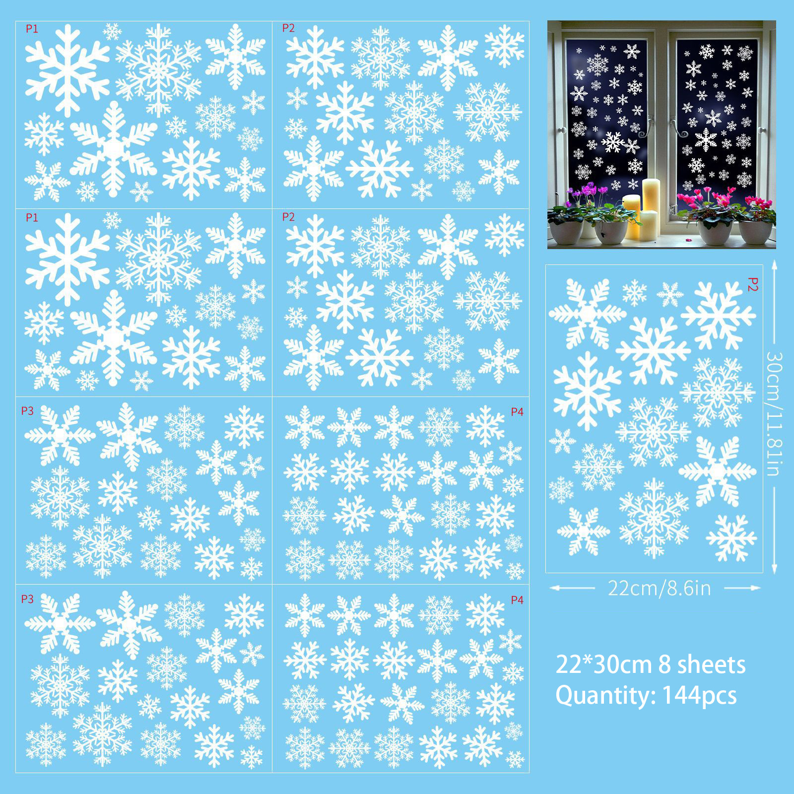 christmas window clings snowflakes Xmas Snowflake Static Stickers Winter Snow Flakes Clings Party Decal