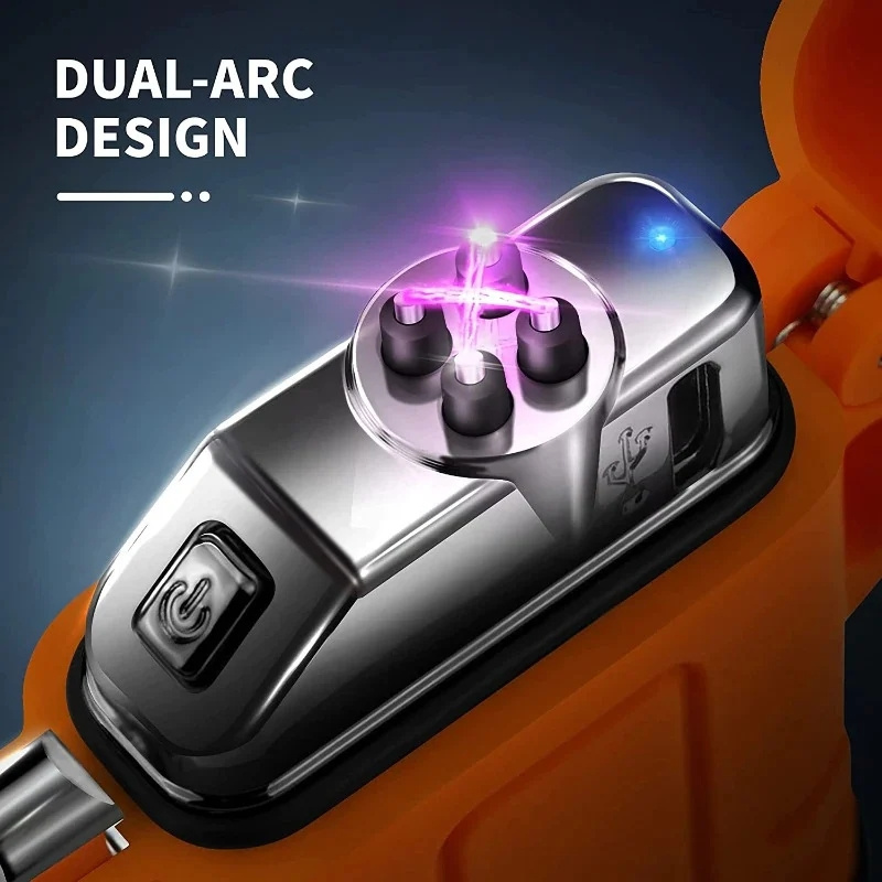 Portable Outdoor Windproof Lighter Electric Plasma Waterproof Rechargeable Dual Arc Lighter