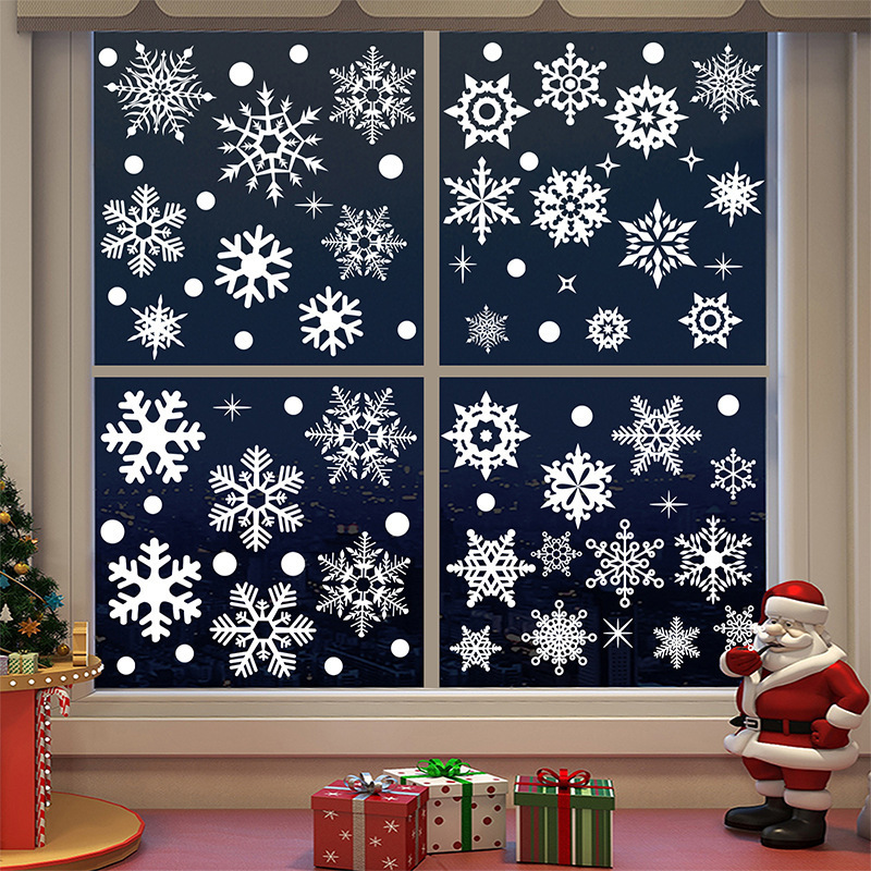 christmas window clings snowflakes Xmas Snowflake Static Stickers Winter Snow Flakes Clings Party Decal