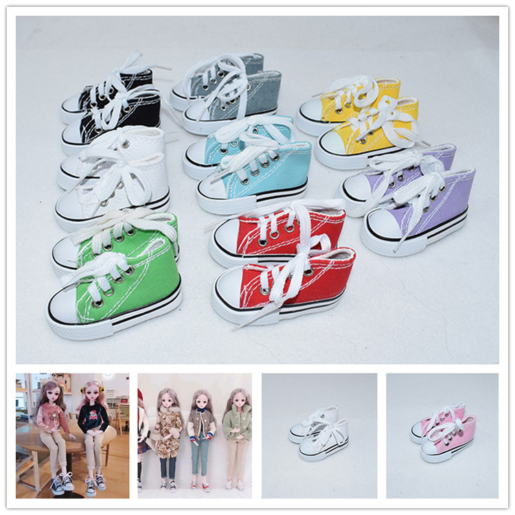 wholesale 7.5cm Canvas Shoes with Shoelace for 60cm BJD Doll Fashion Mini Shoes keychain