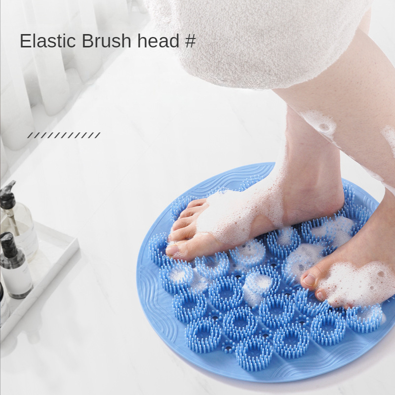 Shower Massage Scrubber Brush Bathroom Wash Foot Mat Hands Free Back Scrubber for Shower