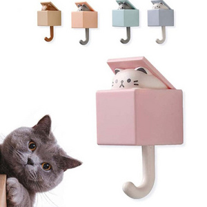 Creative Adhesive Coat Hook Cute Pet Hooks Wall Mounted Utility Cat Hook for Coat Scarf Key