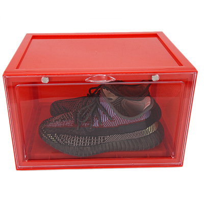 Side Opening transparent collapsible shoe box wide stackable shoe storage box moistureproof sneaker organizer for men