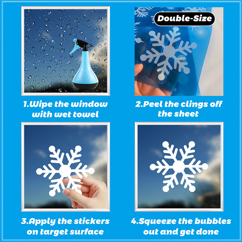 christmas window clings snowflakes Xmas Snowflake Static Stickers Winter Snow Flakes Clings Party Decal