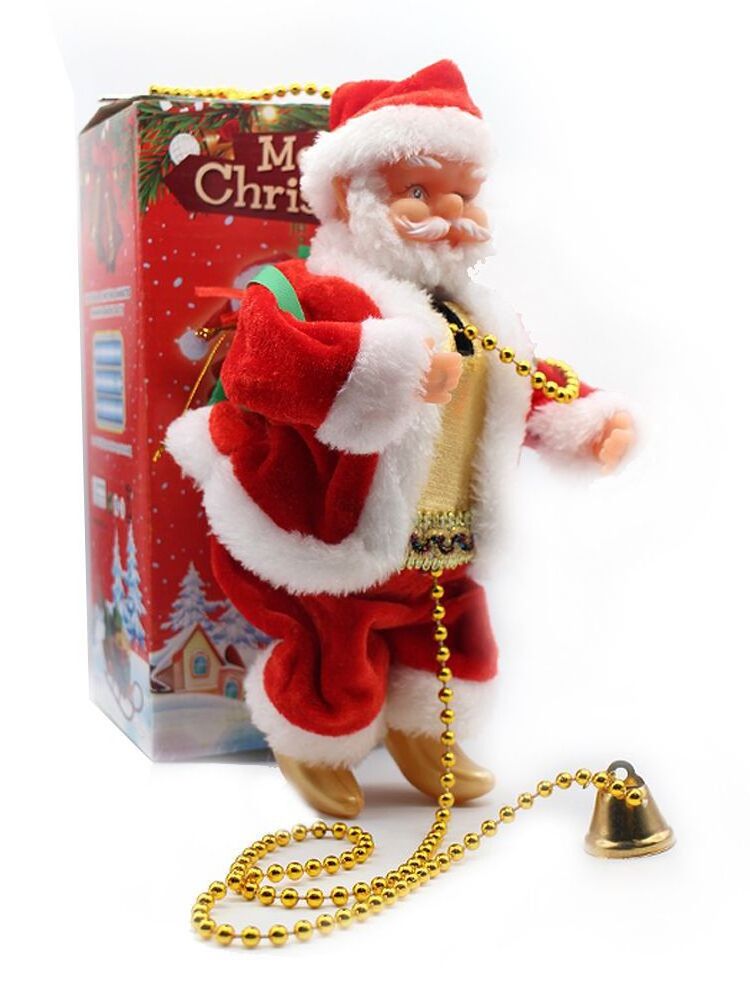 Santa Claus Musical Climbing Rope Climbing Santa Plush Doll Toy for Christmas Holiday Decor