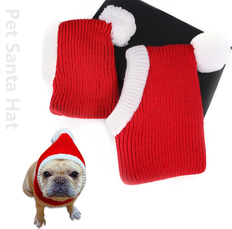 Pet Winter Wool Hat Christmas Dog Hat Crocheted Snood Pet Christmas Hat for Dogs Cats