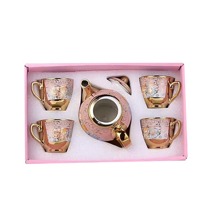 Wholesale European Vintage Ceramic Coffee Tea Pot Teapot Tea Cup Set Ceramic Tea Set with Gift Box for Party