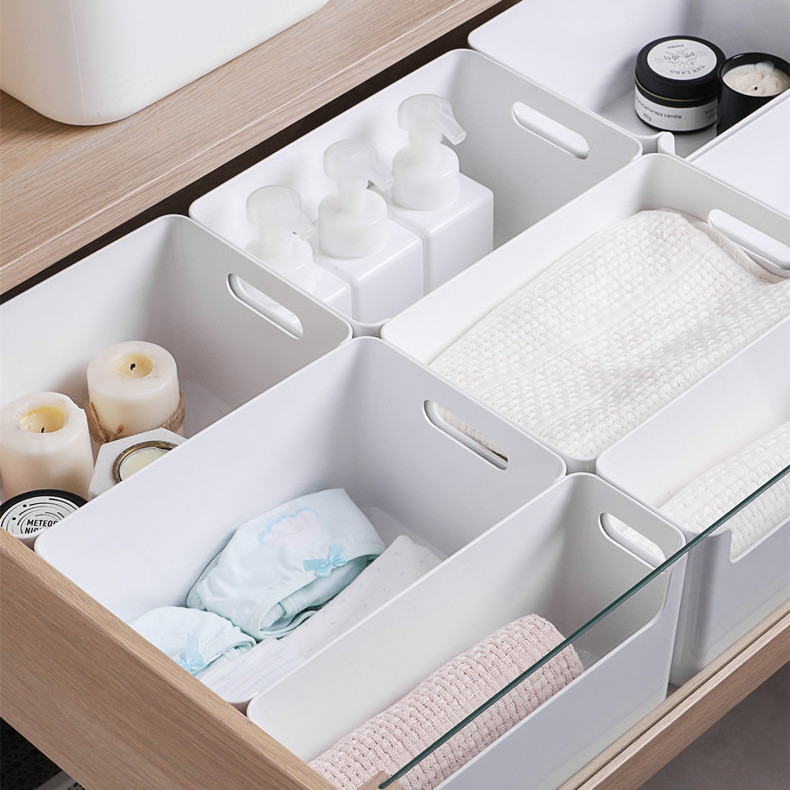 White Pantry Cabinet Desktop Drawer Bathroom Organizer Basket Kitchen Accessories Plastic Storage Container Bin Boxes