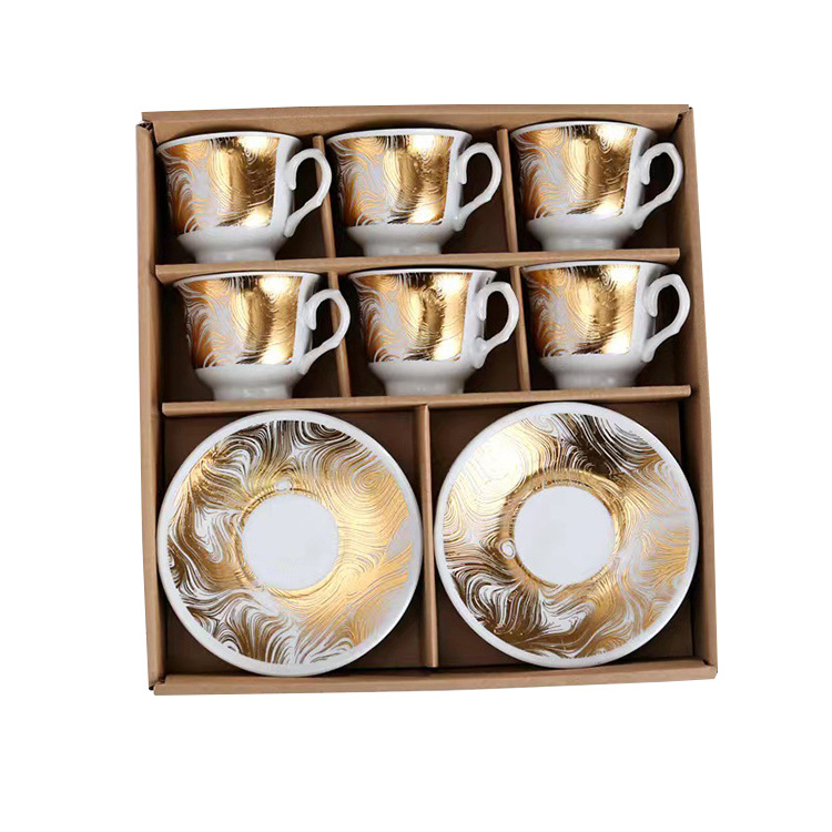 Luxury Modern Porcelain Tea Cup Set 12PCS Arabic Espresso Coffee Cup and Saucer Set for Coffee and Tea