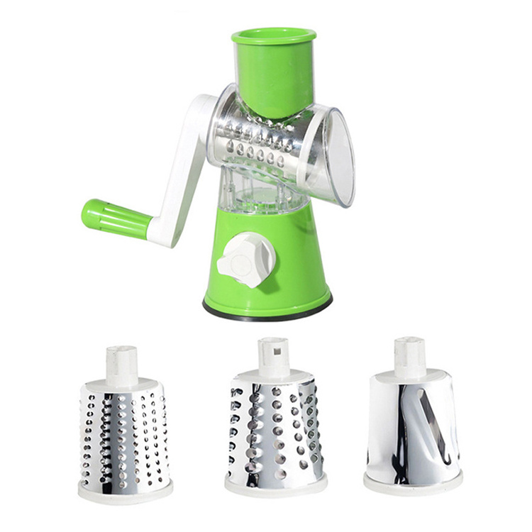 Multifunctional Vegetable Cutter Drum Graters 3 in 1 Manual Cheese Grater Spiralizer Vegetable Slicer Chopper