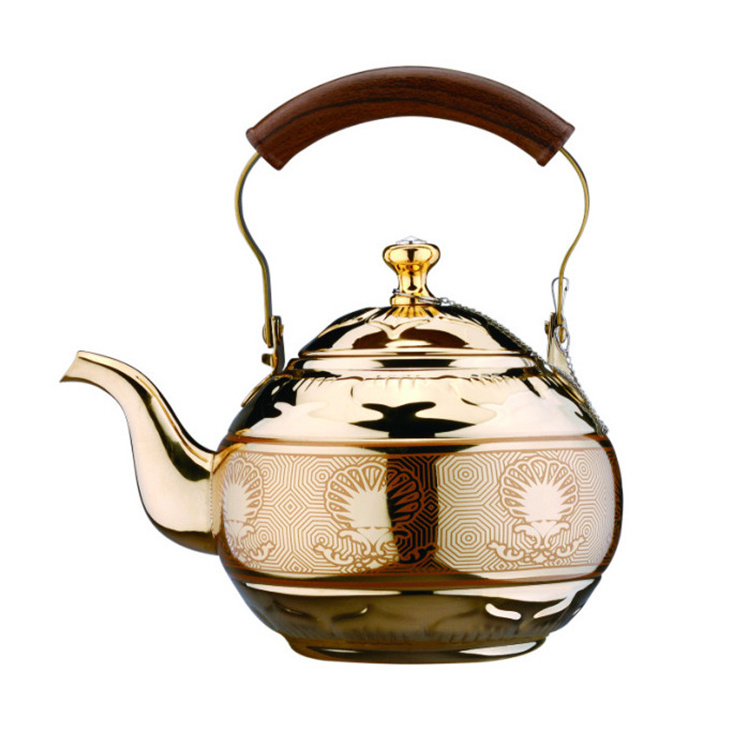 High Quality Arabic Style Gold Luxury 1L/1.5L/2.0L Whistling Tea Kettle Tea Pot Stainless Steel Water Kettle