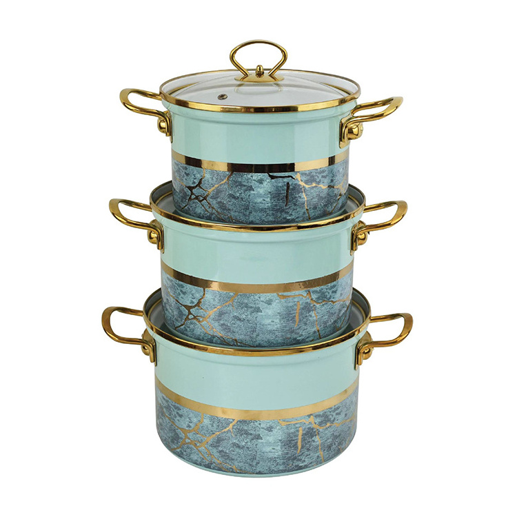 New Design 6pcs Enamel Cookware Cooking Pot Cast Iron Enamel Casserole Cookware Set