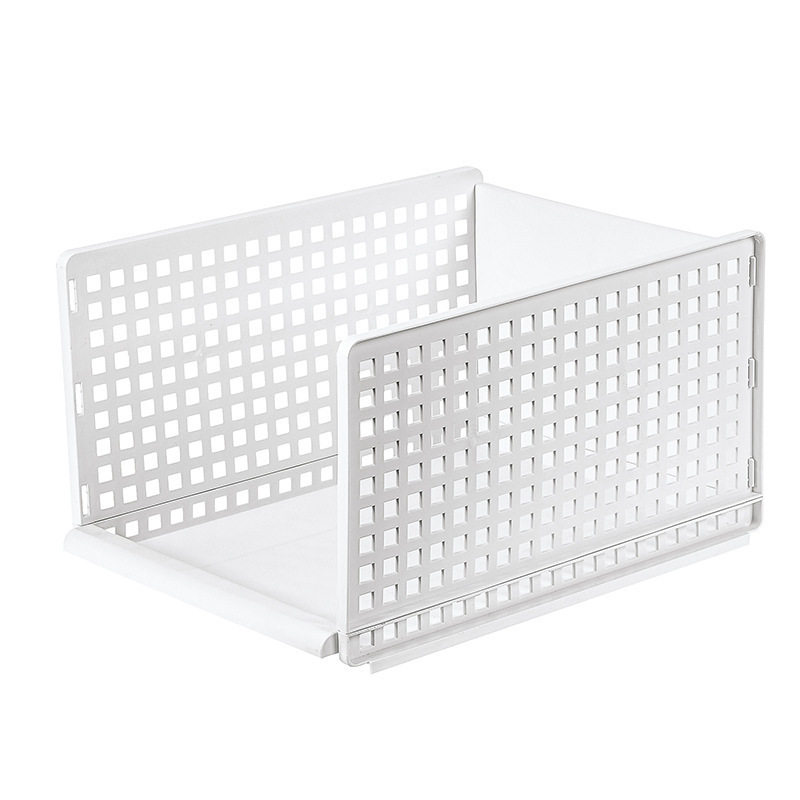 Foldable Wardrobe Closet Organizer Shelf Rack White Plastic Stackable Plastic Clothes Storage Basket Drawer