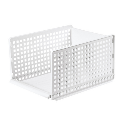 Foldable Wardrobe Closet Organizer Shelf Rack White Plastic Stackable Plastic Clothes Storage Basket Drawer