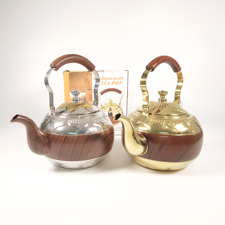 New Arrival 1L/1.5L/2.0L Arabic Style Stainless Steel Water Boiling Whistling Tea Kettle Water Kettle Teapot