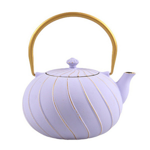 Wholesale Sweet Gift Vintage Custom Colored Water Kettle 1.2L Cast Iron Tea Pots Teapot Tea Kettle