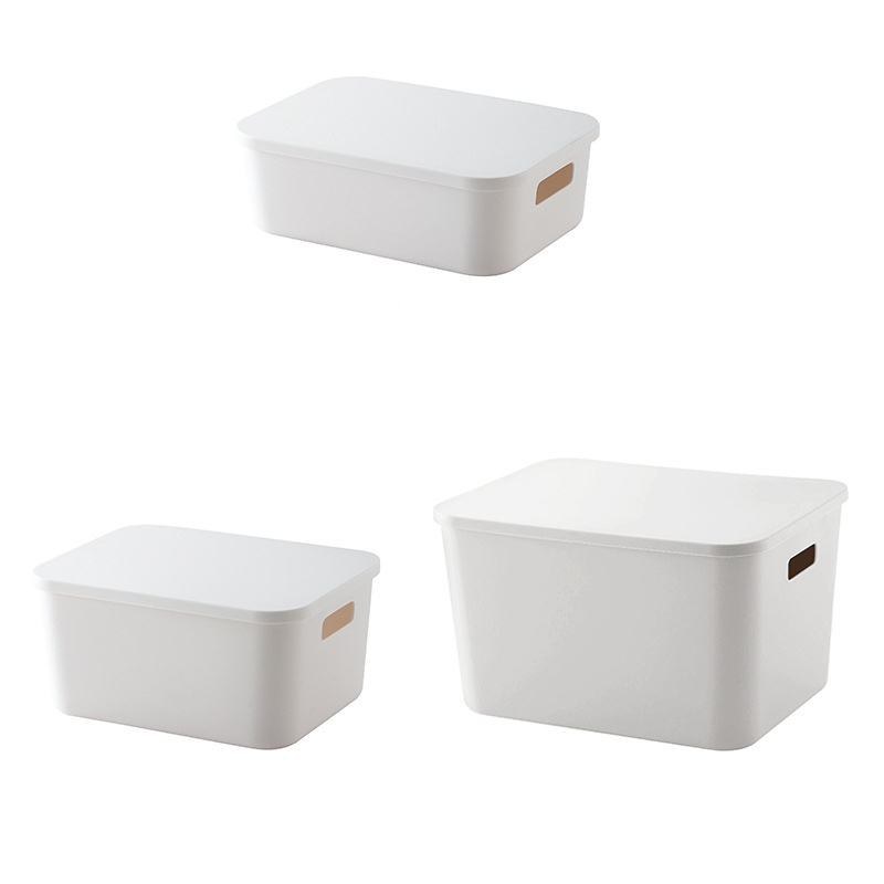 Home Wardrobe Organiser Cosmetic Toy Sundries White PP Plastic Storage Container Boxes with Lid