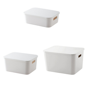 Home Wardrobe Organiser Cosmetic Toy Sundries White PP Plastic Storage Container Boxes with Lid