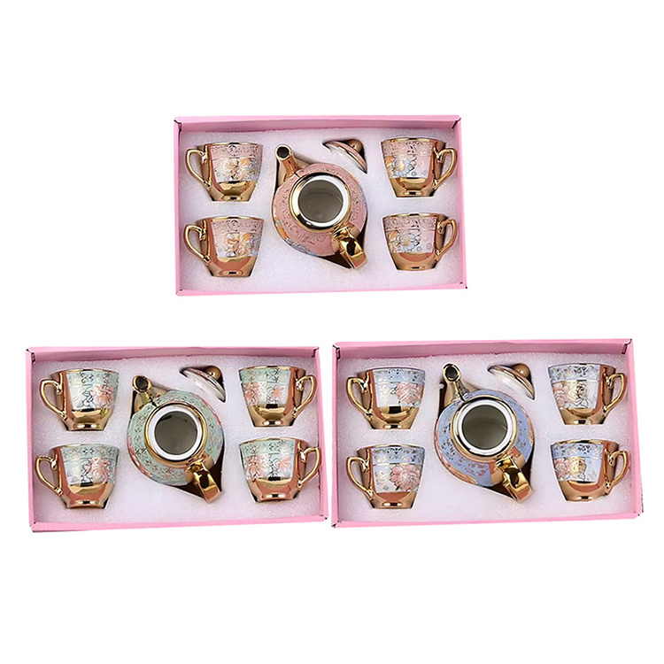 Wholesale European Vintage Ceramic Coffee Tea Pot Teapot Tea Cup Set Ceramic Tea Set with Gift Box for Party