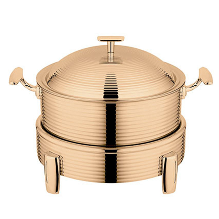 Hotel Restaurant Catering Luxury 32/36cm Gold Round Chafing Dishes Stainless Steel Chaffing Dish Buffet Serving Food Warmer