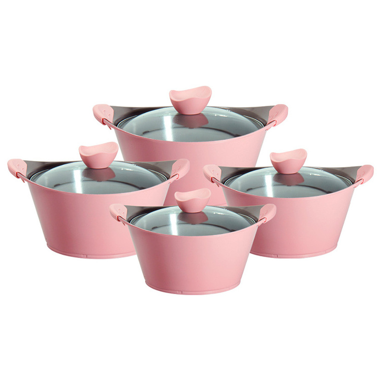 Wholesale Cost Kitchen Wear Forged Aluminum Casserole 8pcs Aluminium Non Stick Cookware Cooking Pot Sets Nonstick