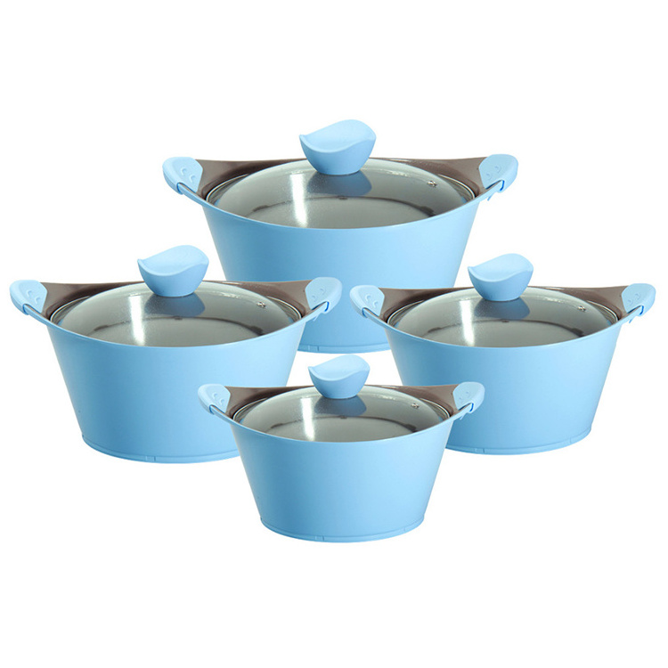 Wholesale Cost Kitchen Wear Forged Aluminum Casserole 8pcs Aluminium Non Stick Cookware Cooking Pot Sets Nonstick