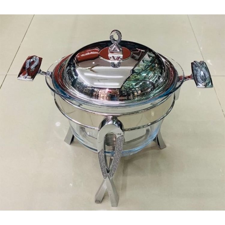 European Style Luxury 2L/3L/4L Rectangular Round Oval Glass Stainless Steel Chafing Dish Food Warmer Chaffing Dish