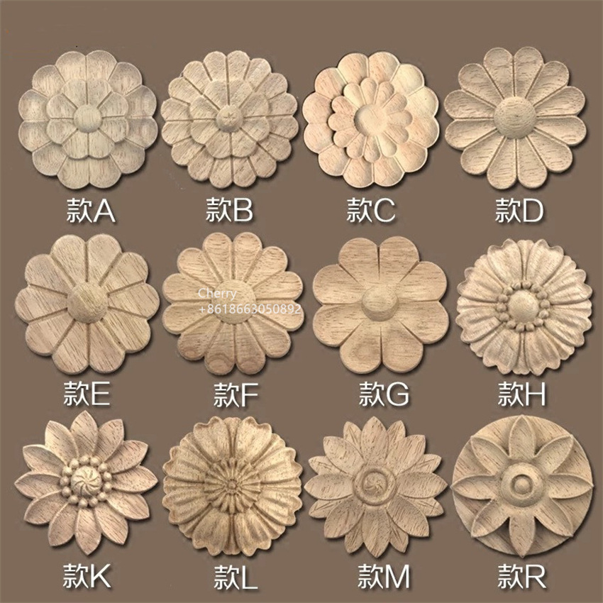 Round Carved Appliques Onlays Decorative Decals For Door Wall Onlays