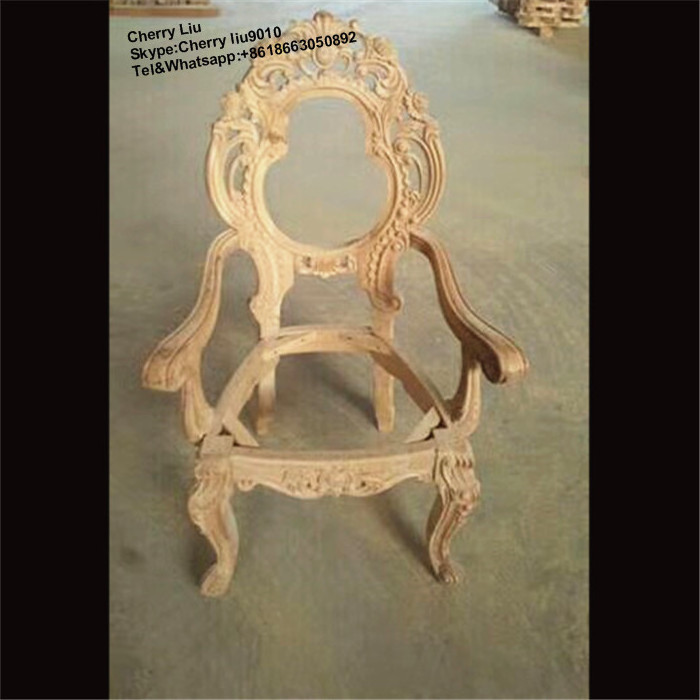 Unfinished Antique Hand Carved Wood Dining Chair