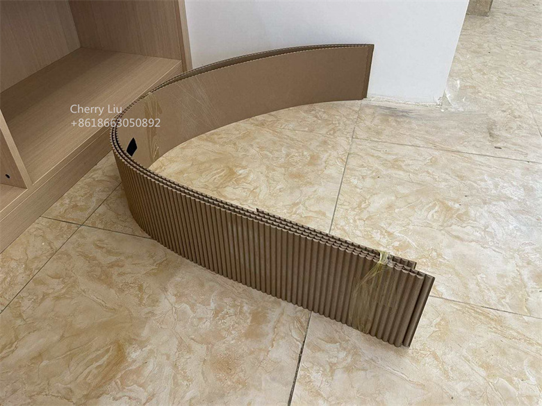 DECORATIVE flexible mdf boards bendable wood roll panel ribbed MDF tambour half round wall panel curved furniture board