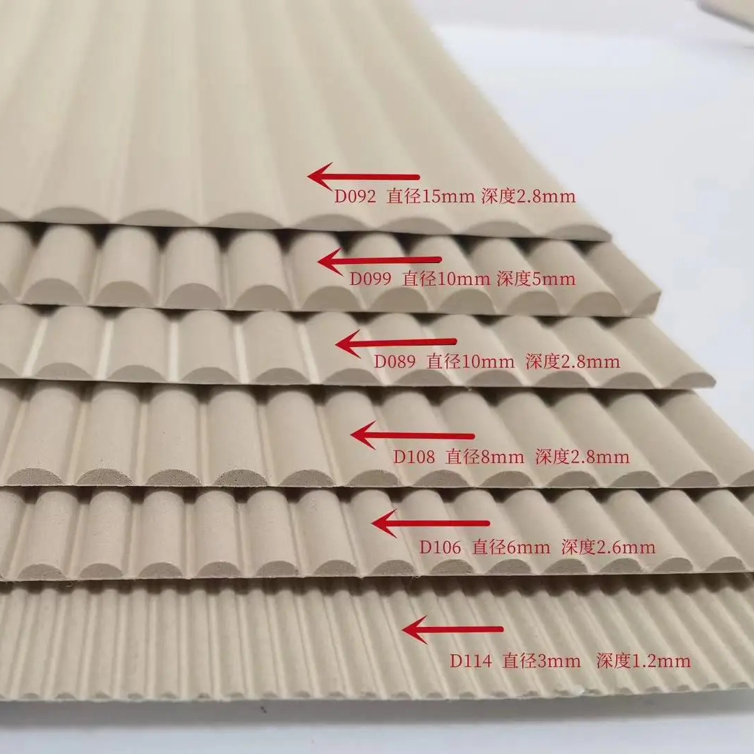 DECORATIVE flexible mdf boards bendable wood roll panel ribbed MDF tambour half round wall panel curved furniture board