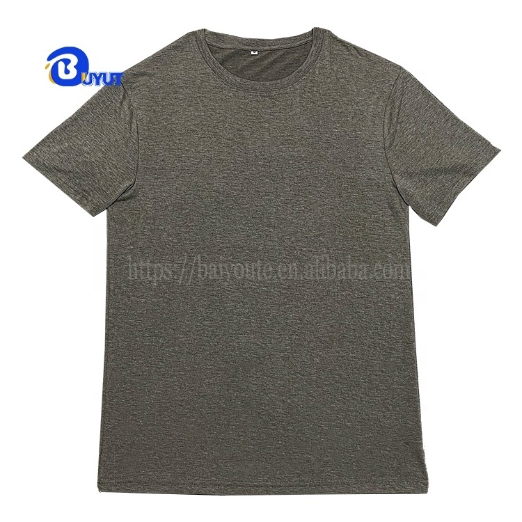 High quality heather Colors Polyester cotton blend Sublimation DTF printed soft  Blank unisex bleached T Shirt