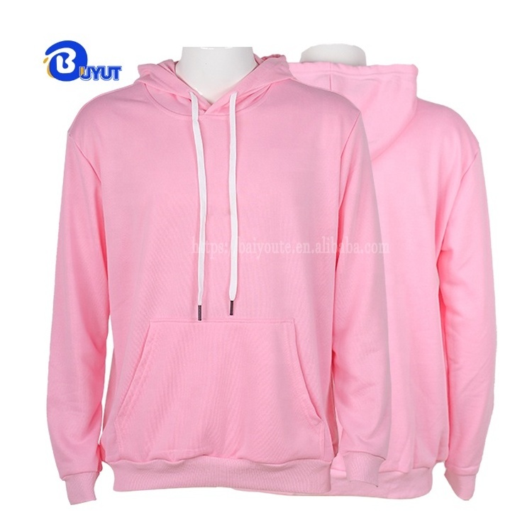 Factory Sublimation Blank 300GSM Thick 100% Polyester Baby French Terry Pullover Sweatshirts Unisex Solid Pastel Colored Hoodies