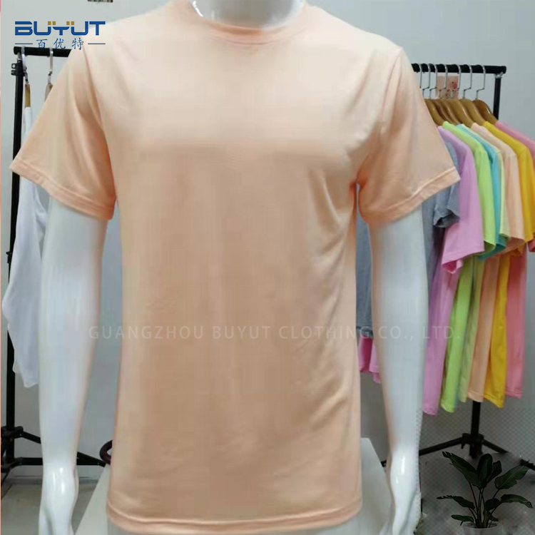 In stock dropship sublimation polyester soft cotton feel T shirts Peach colors blank tee shirts