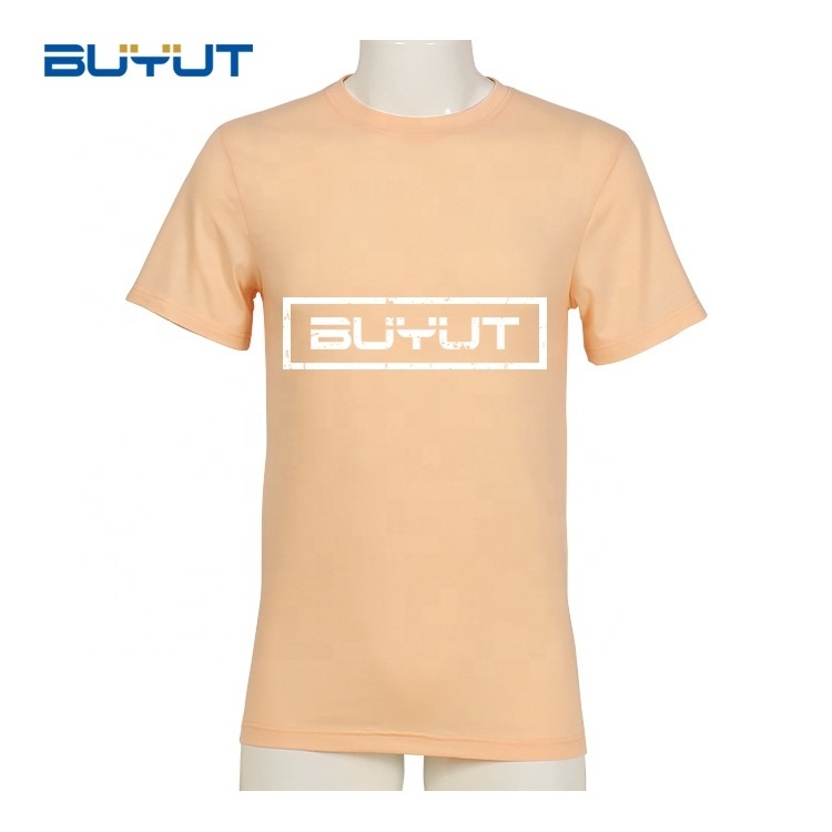 In stock dropship sublimation polyester soft cotton feel T shirts Peach colors blank tee shirts