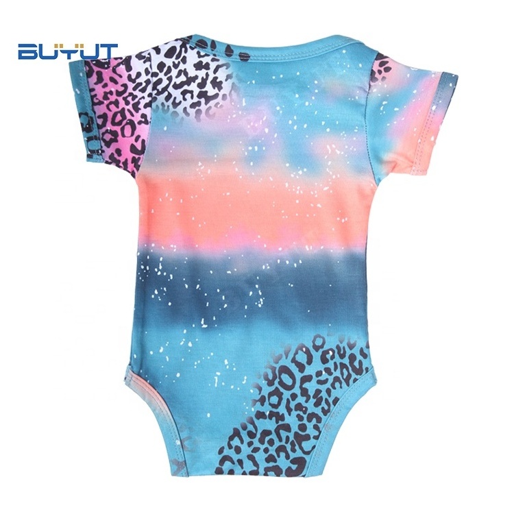 Popular Faux Bleached Design baby clothing Sublimation Short Sleeve Baby Onesie 100% Polyester Infant Romper Shirts