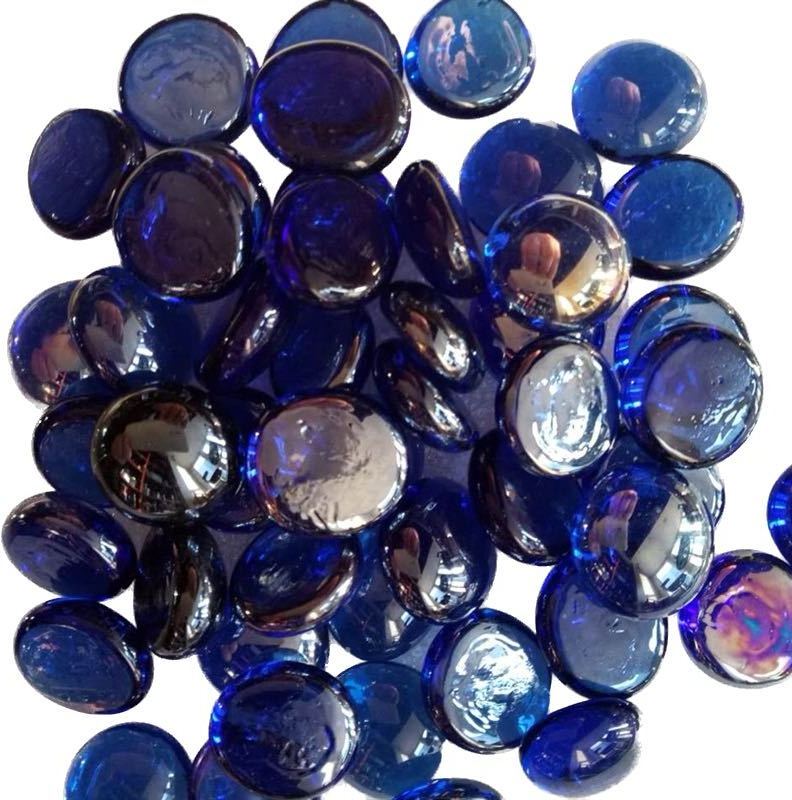 Fire Glass Beads for Propane Fire Pit, Flat Glass Marbles for Vase, Garden, 3/4 Inch Fire Pit Glass Rocks