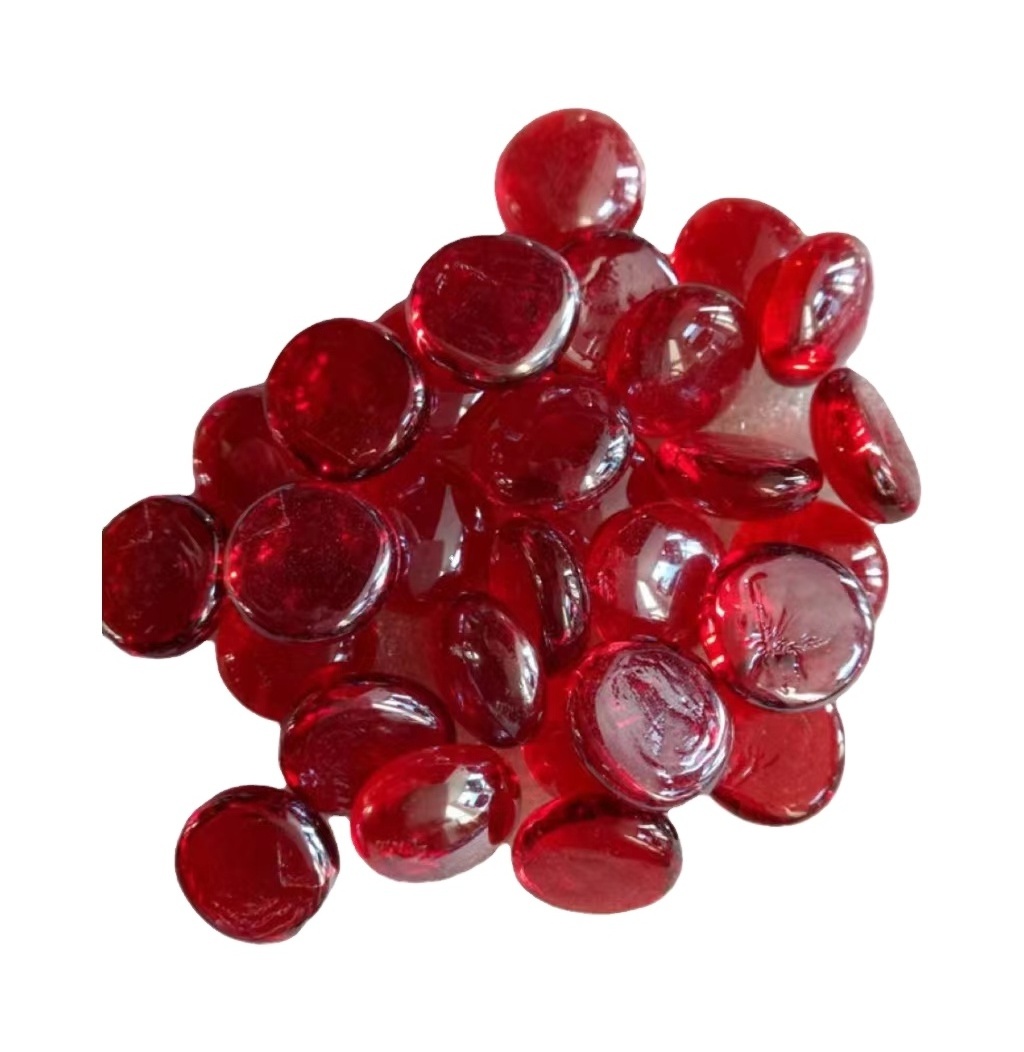 Fire Glass Beads for Propane Fire Pit, Flat Glass Marbles for Vase, Garden, 3/4 Inch Fire Pit Glass Rocks