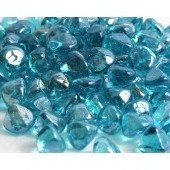 20 Pound Fire Glass Diamonds 1 Inch, Fire Pit Glass Rocks for Gas Fireplace and Fire Pit, Caribbean Blue, High Luster