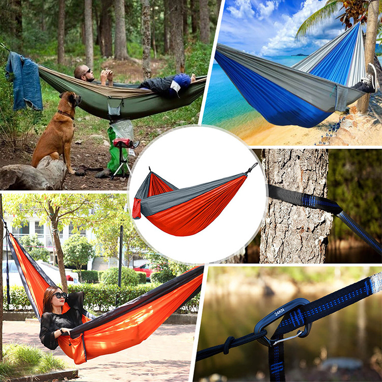 Baiyuheng Travel Outdoor 210T Nylon Portable 2 Person Parachute Camping Hammock With Tree Strap