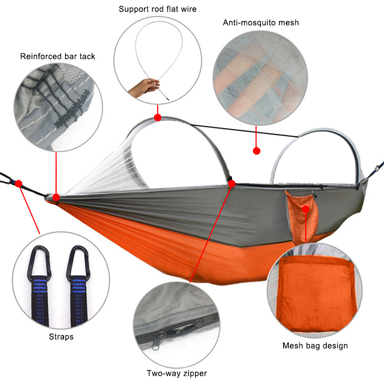 Baiyuheng outdoor camping custom logo high quality portable folding nylon ripstop travel rope hammock bed tent new