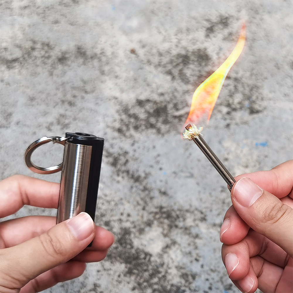 Baiyuheng Wholesale Good Quality Camping Steel Match Key Chain Lighter