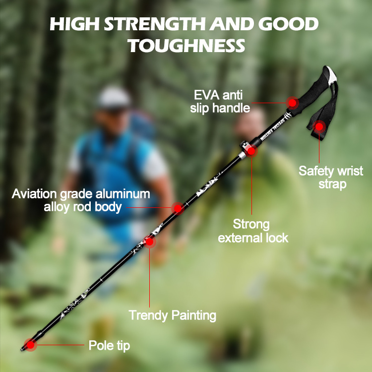 Baiyuheng Folding outdoor climbing Trekking Poles Collapsible Quick Lock Alpenstocks Walking Sticks With Hiking Climbing